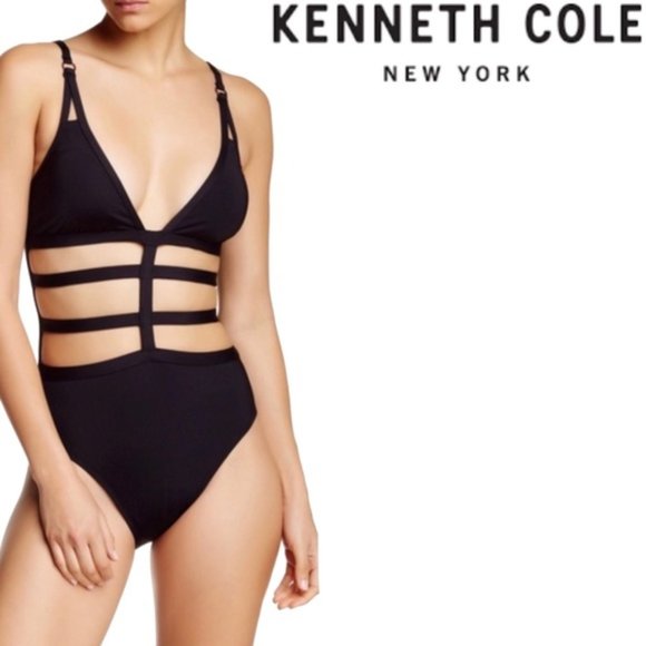 Kenneth Cole L Tummy Toner Caged One Piece … - Picture 2 of 8